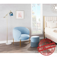Lumisource OT-FRINGE VLBU Fringe Contemporary Ottoman in Powder Blue Velvet